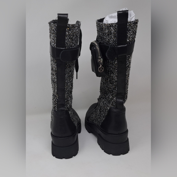 The Wishbone Collection High Boots Boucle Tweed Calf Leather Fanny 10 US $398 - Picture 10 of 13